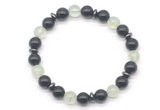 CGB8119 8mm black obsidian, prehnite & hematite power beads bracelet