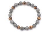 CGB8120 8mm labradorite, yellow tiger eye & hematite power beads bracelet