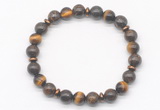 CGB8121 8mm bronzite, yellow tiger eye & hematite power beads bracelet