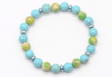 CGB8125 8mm blue howlite, blue sea sediment jasper & hematite power beads bracelet