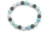 CGB8130 8mm amazonite, black lava & hematite power beads bracelet