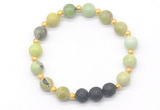 CGB8177 8mm Australia chrysoprase & black lava beaded stretchy bracelets