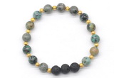 CGB8178 8mm African turquoise & black lava beaded stretchy bracelets