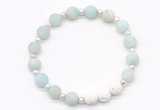 CGB8206 8mm matte amazonite & white lava beaded stretchy bracelets