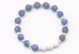 CGB8210 8mm matte lapis lazuli & white lava beaded stretchy bracelets