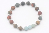 CGB8212 8mm matte picasso jasper & matte amazonite beaded stretchy bracelets