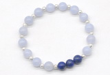 CGB8216 8mm blue lace agate & lapis lazuli beaded stretchy bracelets