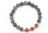 CGB8219 8mm moss agate & red agate beaded stretchy bracelets