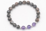 CGB8222 8mm grey opal & amethyst beaded stretchy bracelets