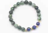 CGB8223 8mm ruby zoisite & lapis lazuli beaded stretchy bracelets