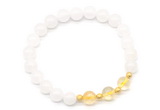 CGB8224 8mm white jade & citrine beaded stretchy bracelets