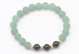 CGB8242 8mm matte green aventurine & black agate beaded stretchy bracelets