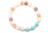 CGB8244 8mm matte druzy agate & blue howlite beaded stretchy bracelets