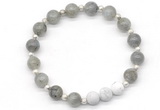 CGB8255 8mm labradorite & matte white howlite beaded stretchy bracelets