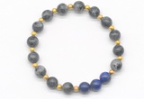 CGB8257 8mm black labradorite & lapis lazuli beaded stretchy bracelets