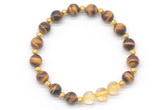 CGB8258 8mm grade AA yellow tiger eye & citrine beaded stretchy bracelets