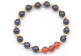 CGB8259 8mm purple yellow tiger eye & red agate beaded stretchy bracelets