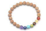 CGB8308 8mm matte wooden jasper 7 chakra beaded mala stretchy bracelets