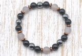 CGB8323 8mm matte grey agate, black onyx & hematite energy bracelet