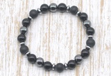 CGB8324 8mm matte black onyx, black onyx & hematite energy bracelet