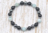 CGB8325 8mm matte amazonite, black onyx & hematite energy bracelet