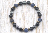 CGB8326 8mm matte sodalite, black onyx & hematite energy bracelet