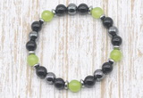 CGB8337 8mm candy jade, black onyx & hematite energy bracelet