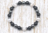 CGB8351 8mm Tibetan agate, black onyx & hematite energy bracelet