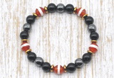 CGB8352 8mm Tibetan agate, black onyx & hematite energy bracelet