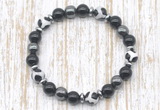 CGB8353 8mm Tibetan agate, black onyx & hematite energy bracelet