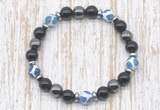 CGB8354 8mm Tibetan agate, black onyx & hematite energy bracelet