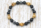 CGB8360 8mm golden tiger eye, black onyx & hematite energy bracelet