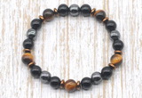 CGB8361 8mm yellow tiger eye, black onyx & hematite energy bracelet