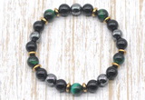 CGB8367 8mm green tiger eye, black onyx & hematite energy bracelet