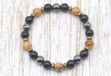 CGB8372 8mm picture jasper, black onyx & hematite energy bracelet