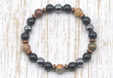 CGB8373 8mm picasso jasper, black onyx & hematite energy bracelet