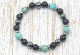 CGB8375 8mm blue sea sediment jasper, black onyx & hematite energy bracelet