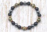 CGB8377 8mm unakite, black onyx & hematite energy bracelet