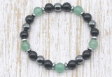 CGB8384 8mm green aventurine, black onyx & hematite energy bracelet