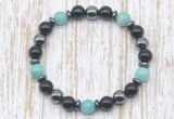 CGB8385 8mm amazonite, black onyx & hematite energy bracelet