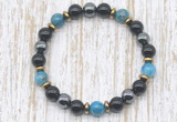 CGB8386 8mm apatite, black onyx & hematite energy bracelet