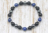 CGB8387 8mm lapis lazuli, black onyx & hematite energy bracelet