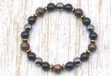 CGB8388 8mm bronzite, black onyx & hematite energy bracelet