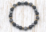 CGB8390 8mm black labradorite, black onyx & hematite energy bracelet