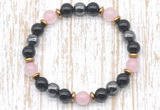 CGB8402 8mm rose quartz, black onyx & hematite energy bracelet