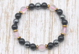 CGB8403 8mm rose quartz, black onyx & hematite energy bracelet