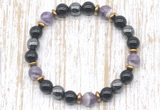 CGB8408 8mm dogtooth amethyst, black onyx & hematite energy bracelet