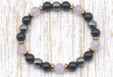 CGB8409 8mm lavender amethyst, black onyx & hematite energy bracelet