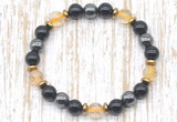 CGB8410 8mm citrine, black onyx & hematite energy bracelet