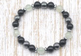 CGB8412 8mm prehnite, black onyx & hematite energy bracelet